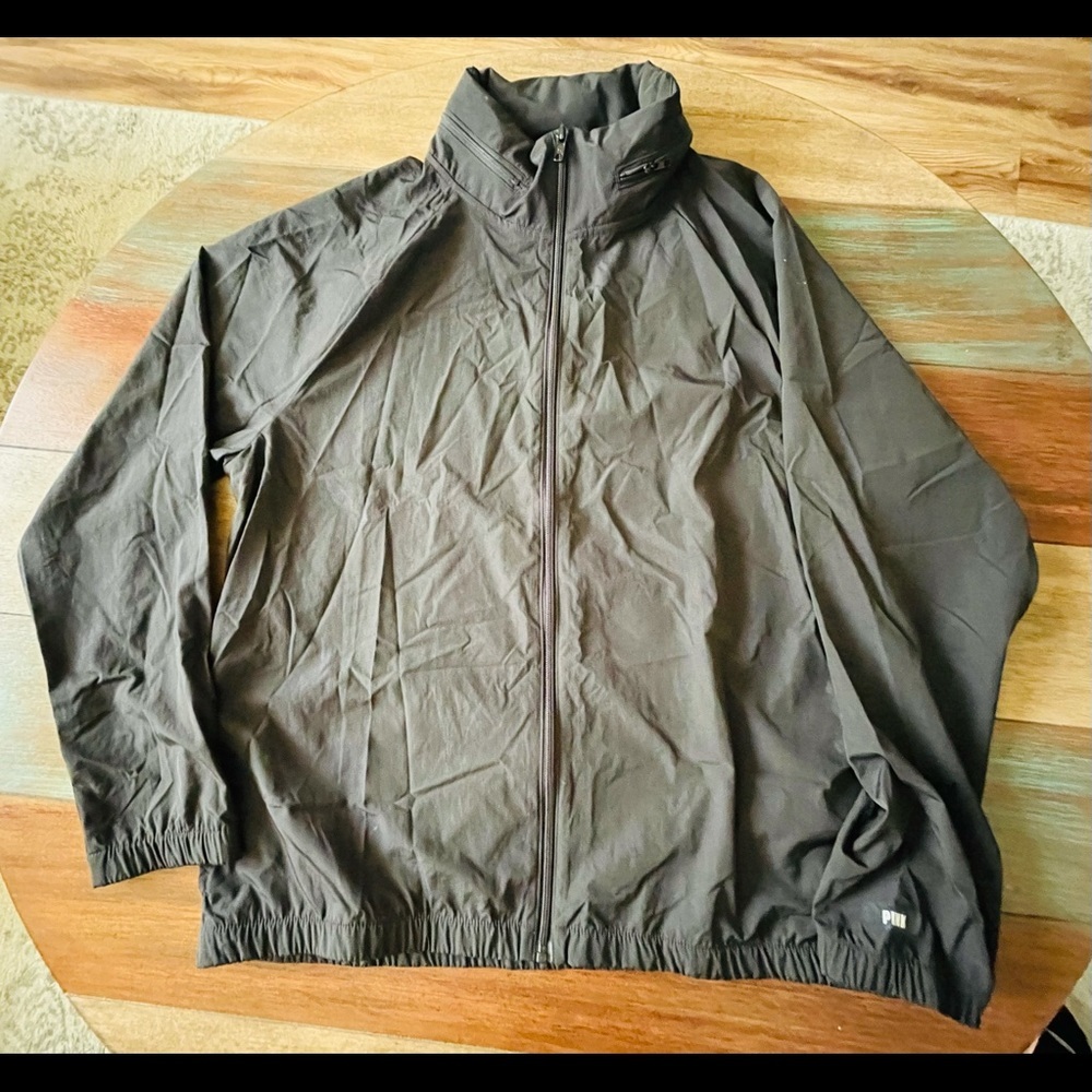 NWT Victorias SecretPink Black hooded Windbreaker L/XL